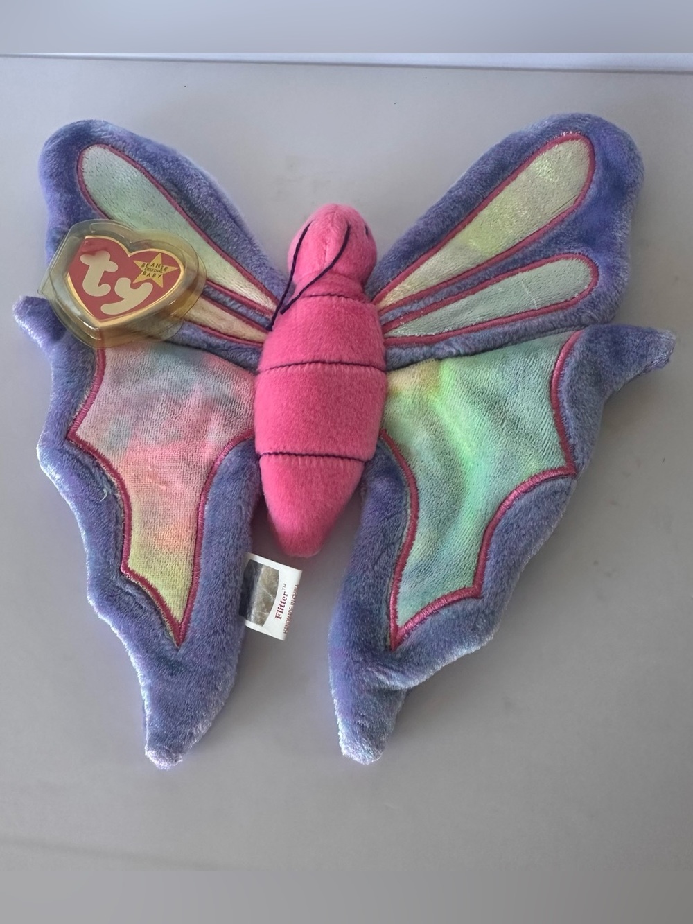 Vintage TY Beanie Baby Flitter Butterfly 1999 With Tags Tag Protector